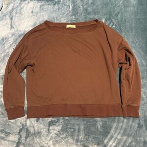 Brown Off the Shoulder Crewneck